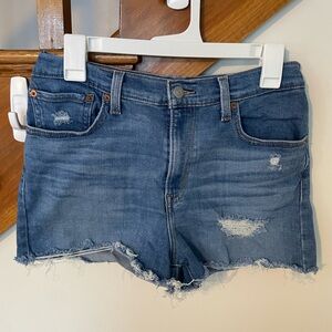 Denim Blue Distressed Women Shorts